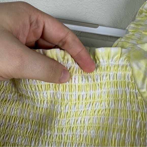 Janie and Jack Girls Yellow White Gingham Puff Short Sleeve Romper Size 12 - Picture 7 of 7